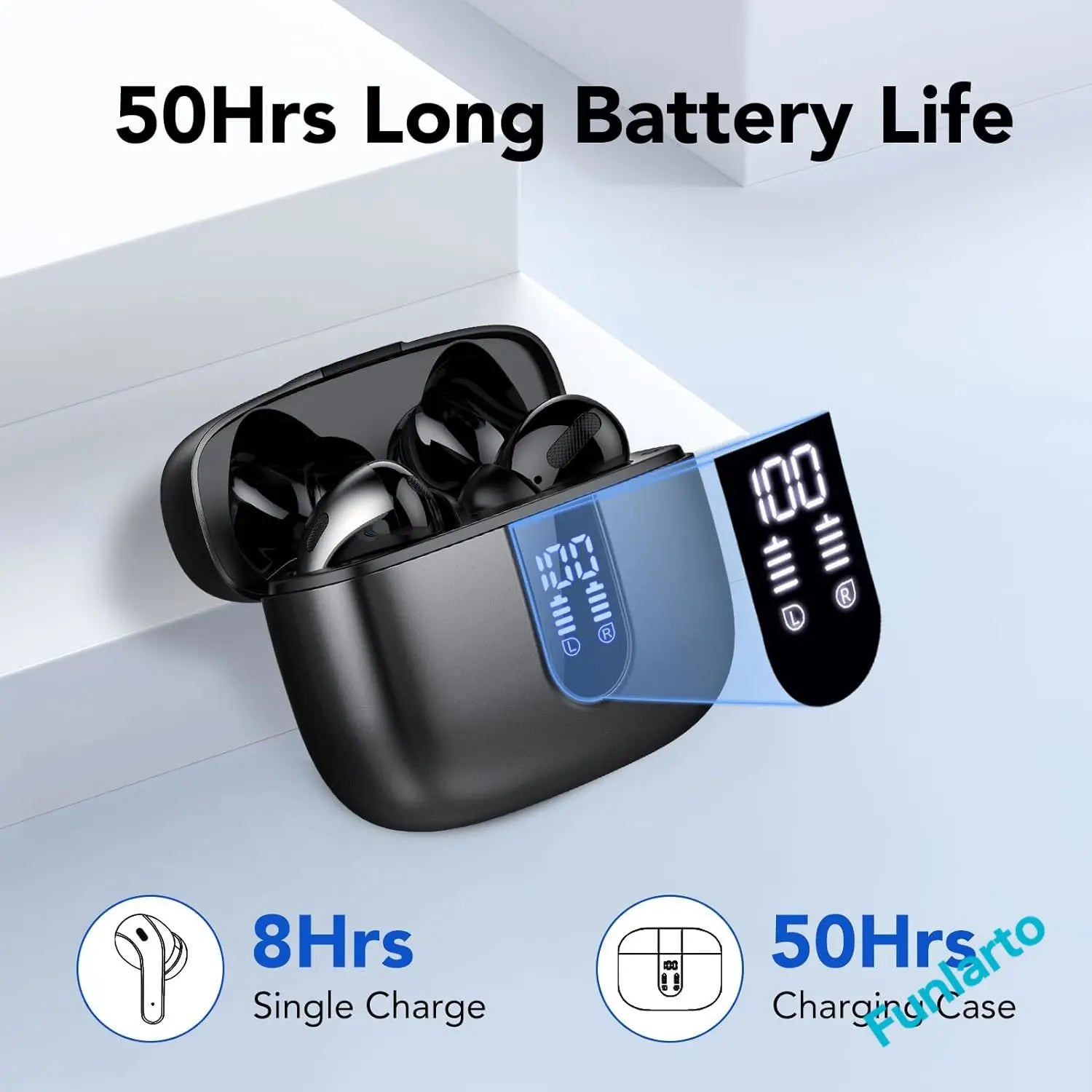Wireless Earphones with Bluetooth 5.3, Quad-Mic Call Noise